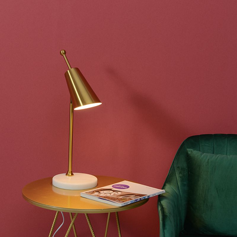 Metal Tapered Night Table Light Contemporary 1-Light Gold Nightstand Lamp for Bedroom