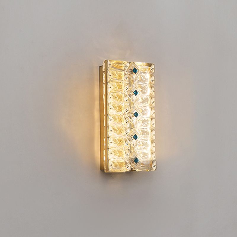 Quadratische Schattenkristallwandleuchter moderner Stil 2 Lichter Wandmontage Leuchte in Gold