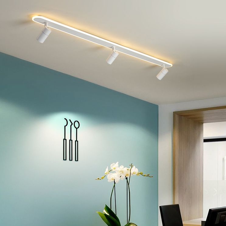 Langwerpige acryl schaduw LED-plafondlamp in moderne eenvoud Metalen lamp Semi-inbouwmontage voor commerciële ruimtes