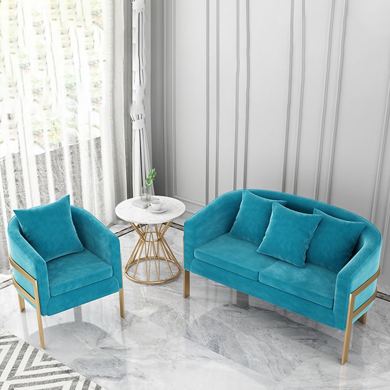Velvet Sloped Arms Sofa with Tight Back for Living Room 28.35" High