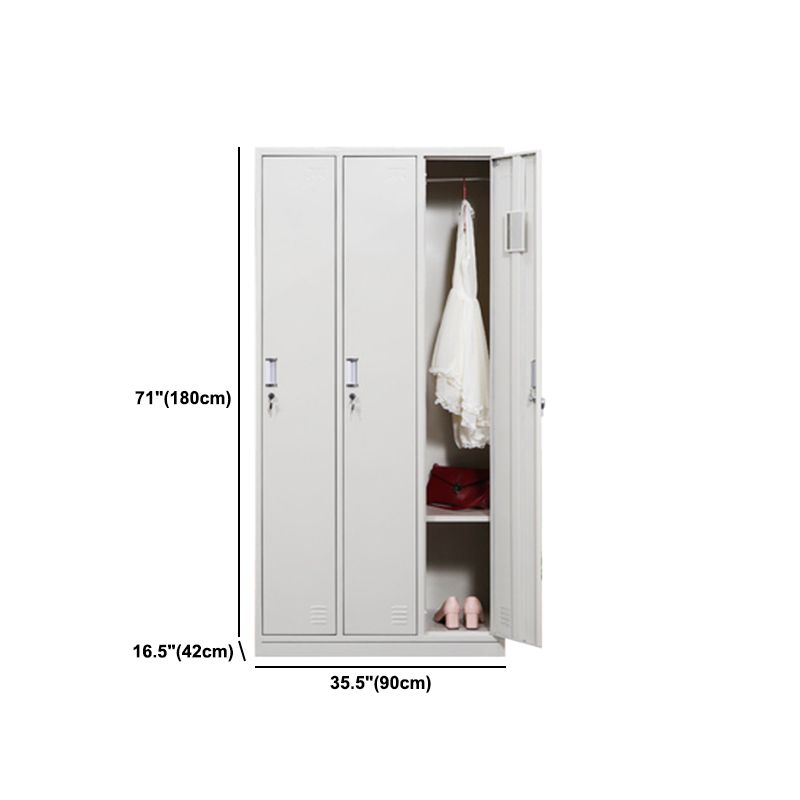 Contemporary Cabinet for Home White Metal Storage Cabinet with Hinged Doors