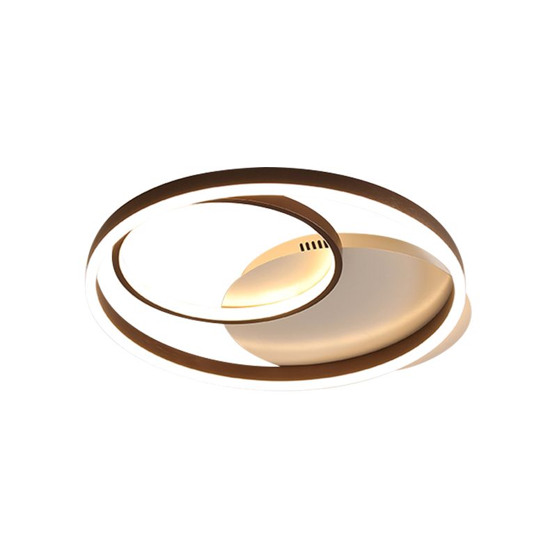 Halo Ring Flush Mount Contemporary Metallic Gold/Coffee LED Ceiling Light Fixture in Warm/White Light, 18/21.5 Inch Width