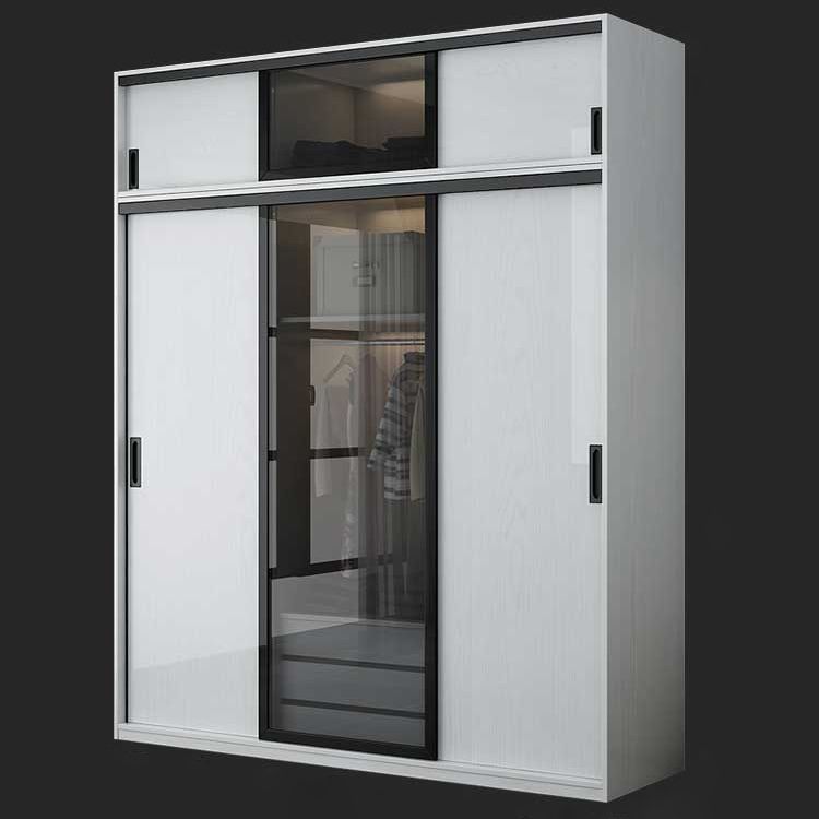 Contemporary Wardrobe Closet Wood and Glass Wardrobe Armoire