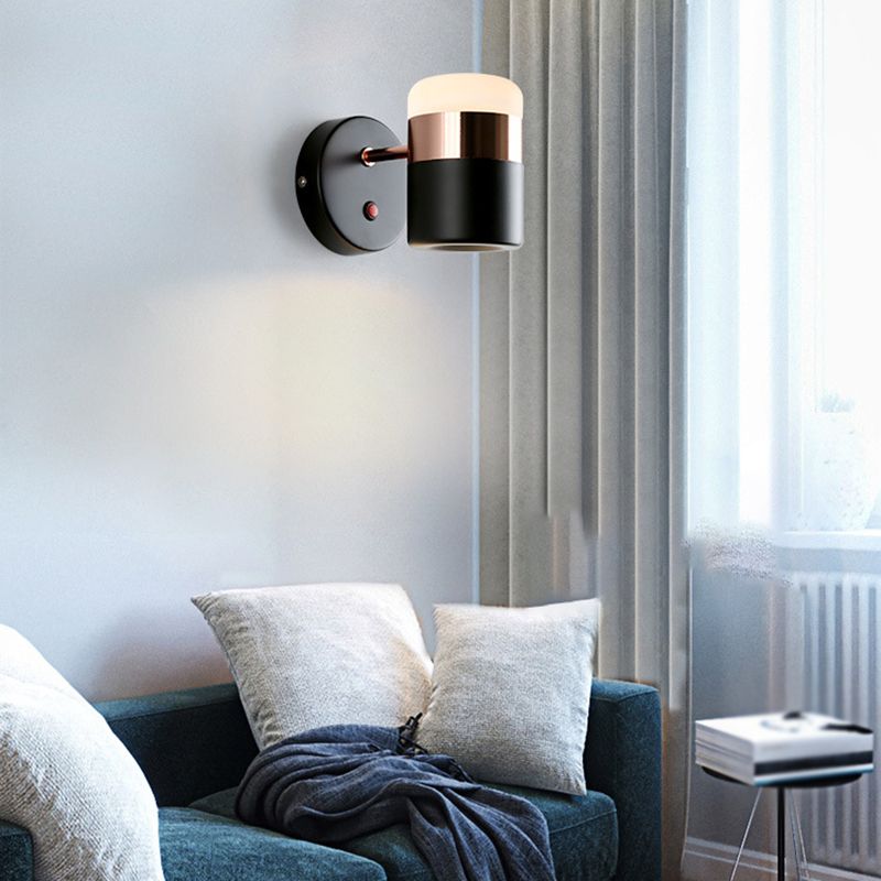 Modern Cylinder Shade Wall Sconce Metal 1 Light Sconces for Bedroom