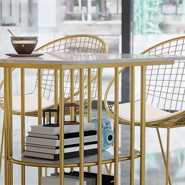 Rectangle White Dining Table Traditional Luxury Table with Gold Frame for Dining Room