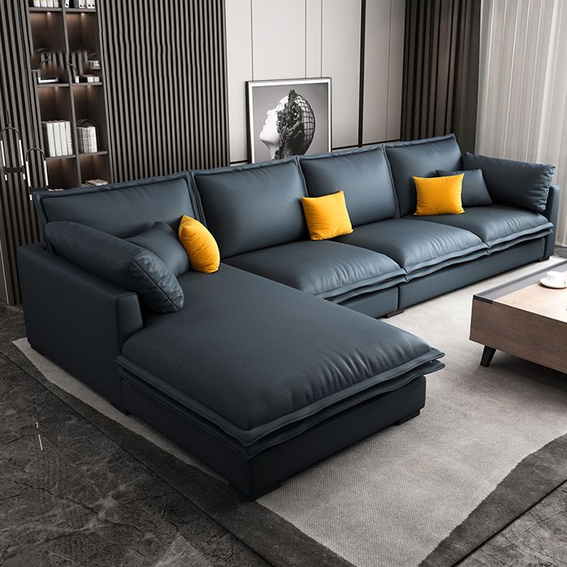 Pillowed Back Cushions Sectionals with Square Arm,127.95" L for Living Room