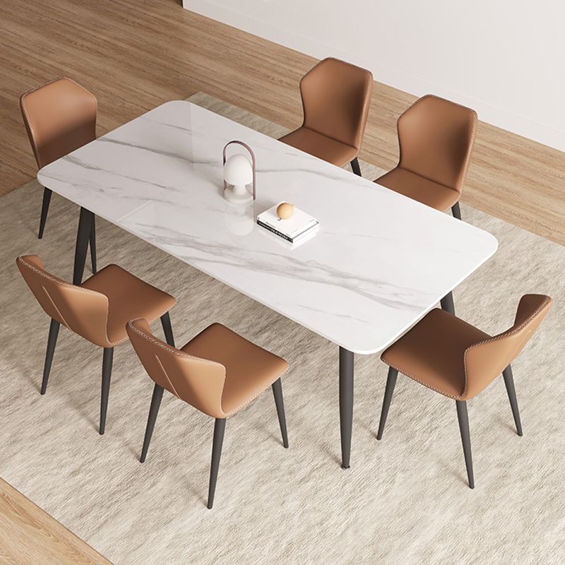 Modern 4 Legs Dining Table Sintered Stone Rectangle Table for Home