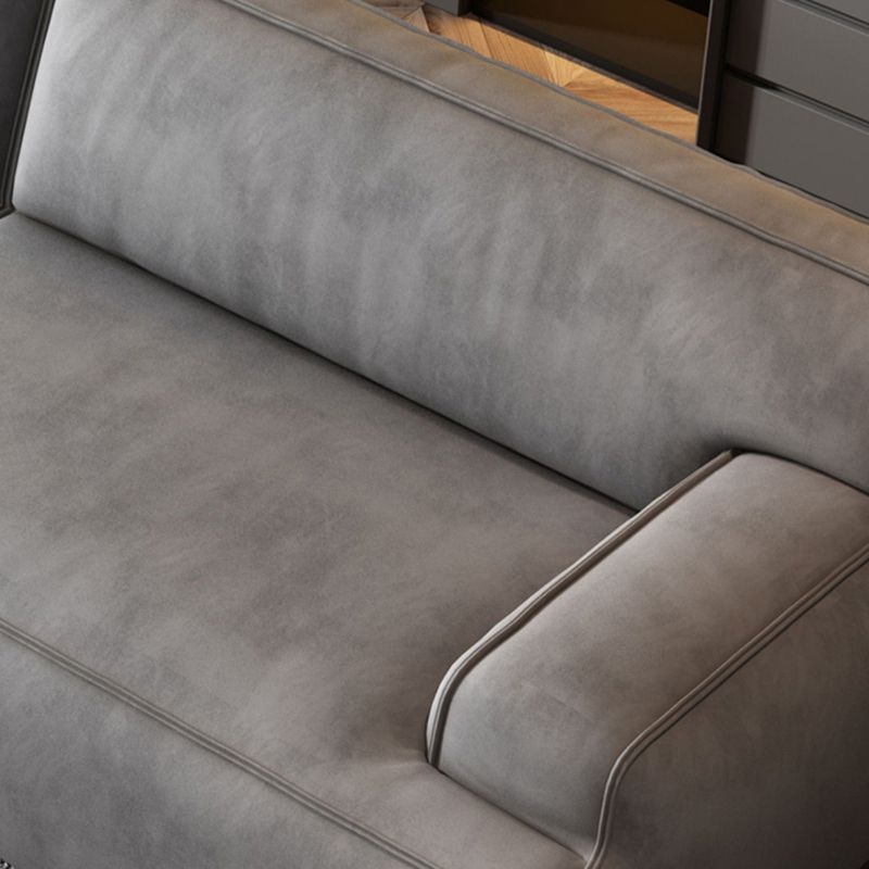 Standard Contemporary Tight Back Recessed Arm Sofa Couch in Grey