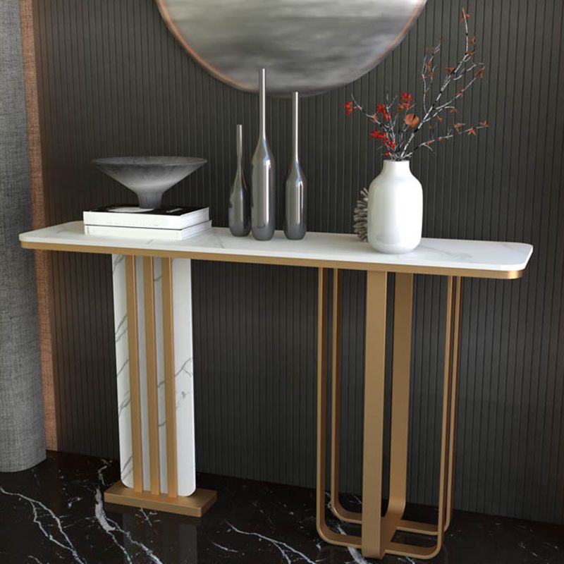 11" Wide Stone Glam Accent Table Rectangle Console Accent Table
