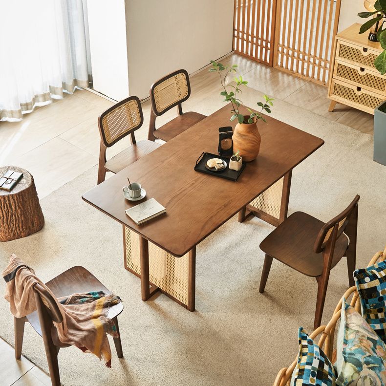 Rectangle Dinette Table Simplicity Style Solid Wood Dinner Room Kitchen Table