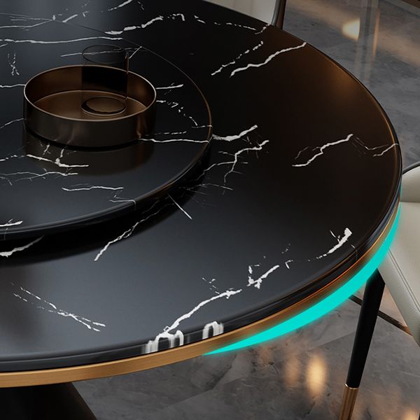 Glam Standard Marble Dining Table Round Shape Kitchen Dining Table with Pedestal Base