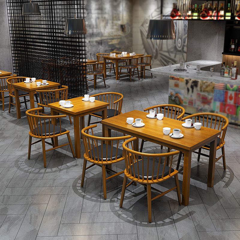 1/3/5 Pcs Pine Wood Industrial Dining Set with Wooden Table and Chairs Dinette Set