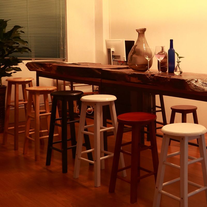 Modern Armless Counter Stool Wood Household Bar Stool with Pedal