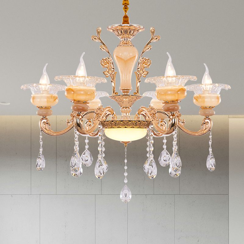 Candelabra Gold Candelabra Candelier Modern Crystal Drop 6/8/10 Lights Light Soall Light