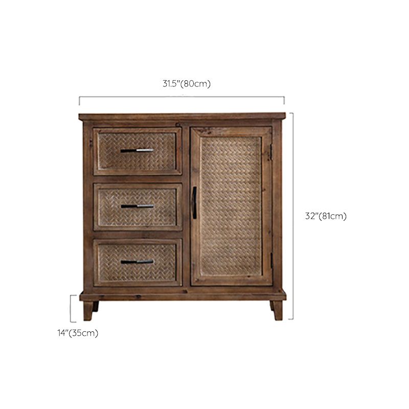 Industrial Wood Drawers Included Cabinet Distressed Brown Accent Cabinet