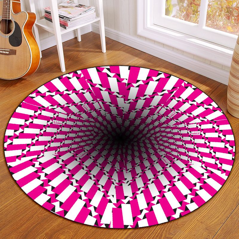 White Modern Rug Polyester Graphic Rug Non-Slip Backing Rug for Living Room