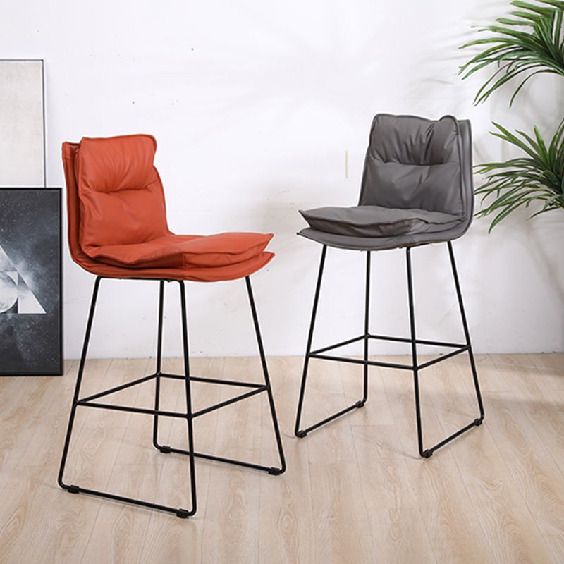 Contemporary Metal Barstool Fabric Counter Stool in Matte Finish for Indoor