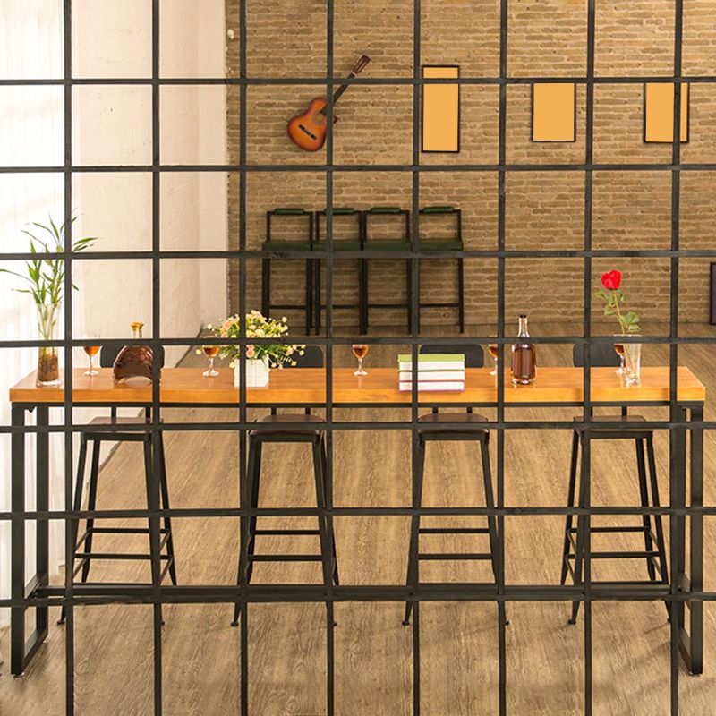 Industrial Bar Table Solid Wood Bar Height Rectangle Pub Table for Breakroom