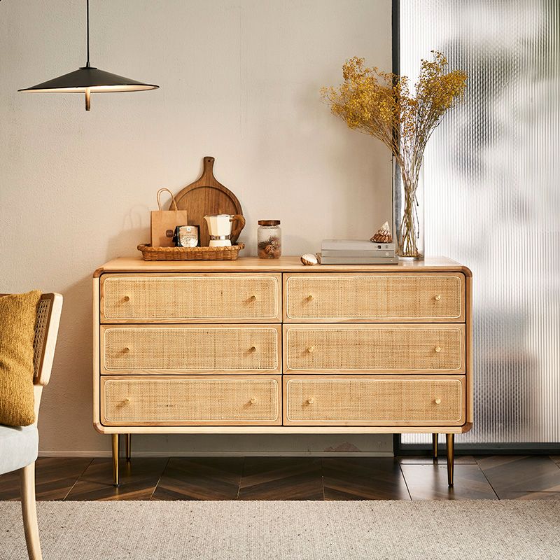 Solid Wood Buffet Table Modern Style Side Board with Drawers