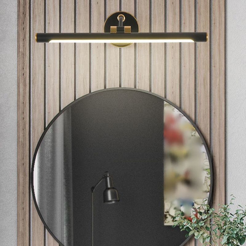 Linear Vanity Light Modern Metal Single Light LED Mirror Light for Bathroom in Black