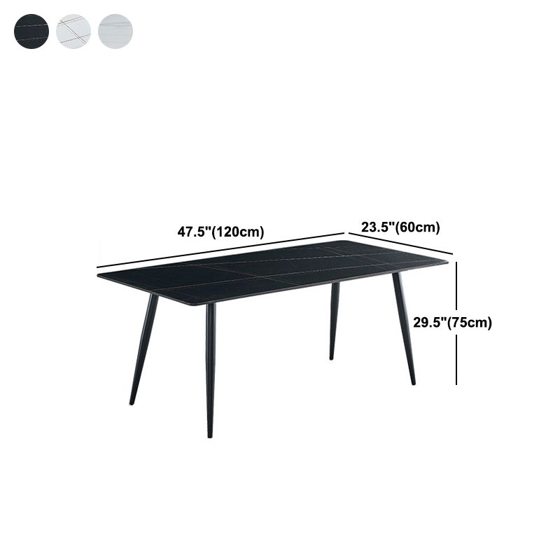 Industrial Rectangle Stone Table Standard Height Kitchen Room Table with 4 Legs