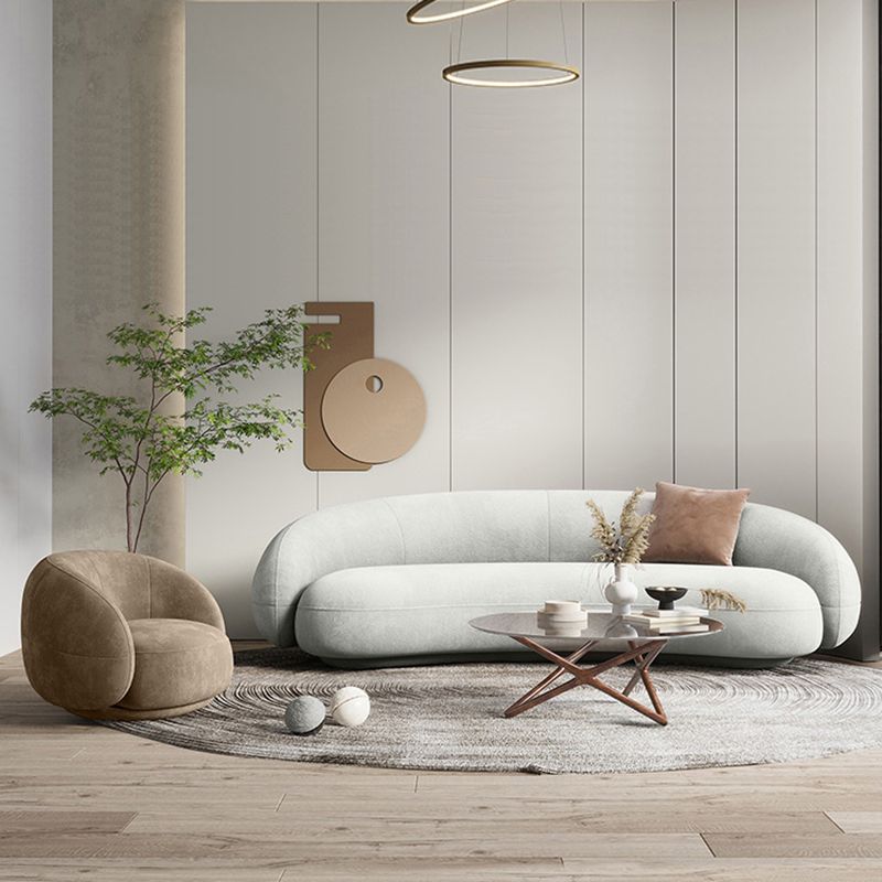 Contemporary Sofa with Tuxedo Arm for Living Room Curved Sofa
