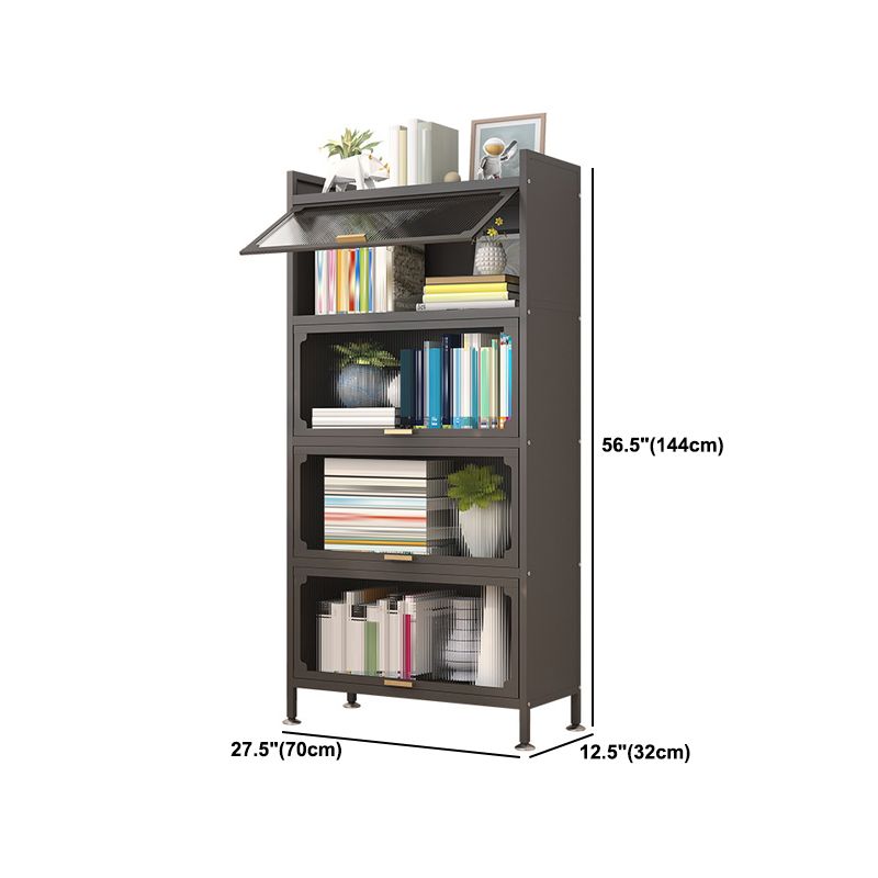 Modern Metal Bookshelf Standard Closed Back Bookcase with Doors