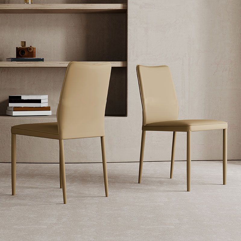 Designer Style Armless Chair Leather Parsons Back Side Chair for Restaurant