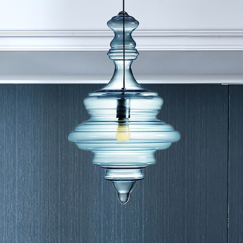 Spool contemporaneo/a sospensione Luce a sospensione Clear/Blu Fuffle Glass 1 Luce Luce a soffitto appeso