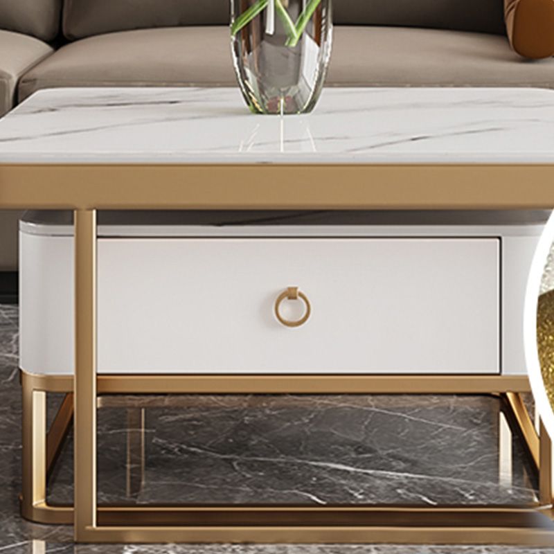 Frame Slate Coffee Table Glam Nesting Coffee Table Set with Drawer