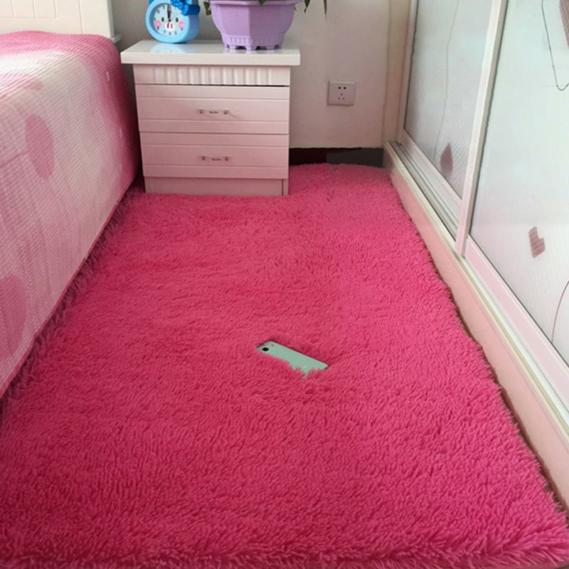 Puffy Multicolor Plain Rug Synthetic