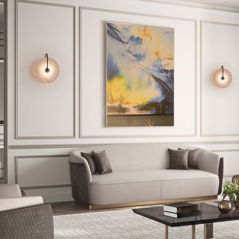 Modern Style Round Wall Mounted Lamps Stone 1 Light Wall Lighting Ideas