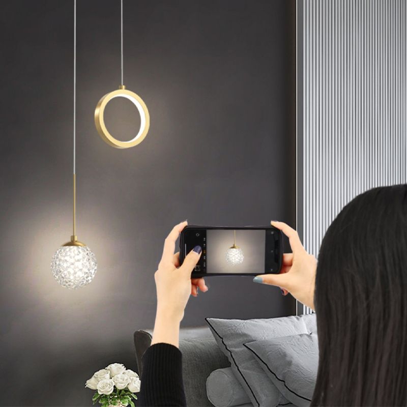 Ball Shape Glass Hanging Light Modern Style 2 lumières suspendues luminaire