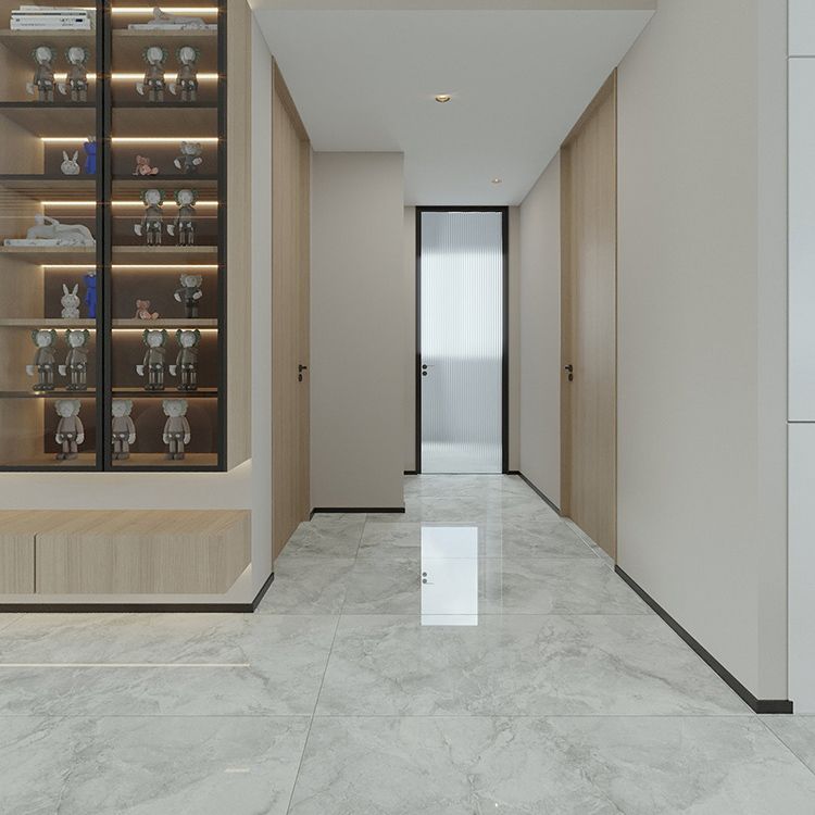 Slip Resistant Floor Tile Straight Edge Polished Marbling Singular Tile