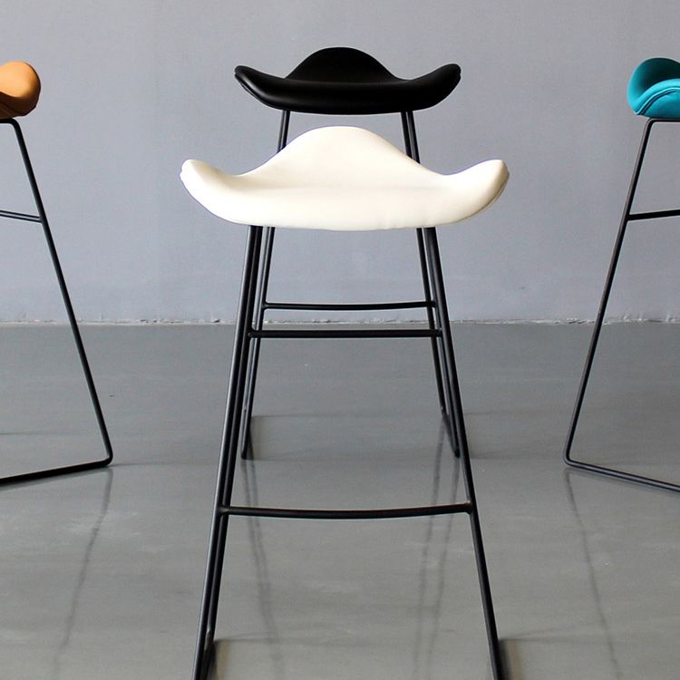 Black PU Leather Barstools Industrial Low Back Bristol Counter Stool with Saddle Seat