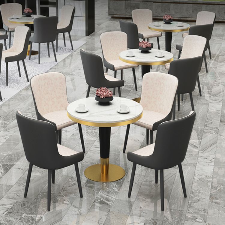 1/2/3/4/5 Pcs Metal Modern Dining Set with Round Dining Table Dinette Set