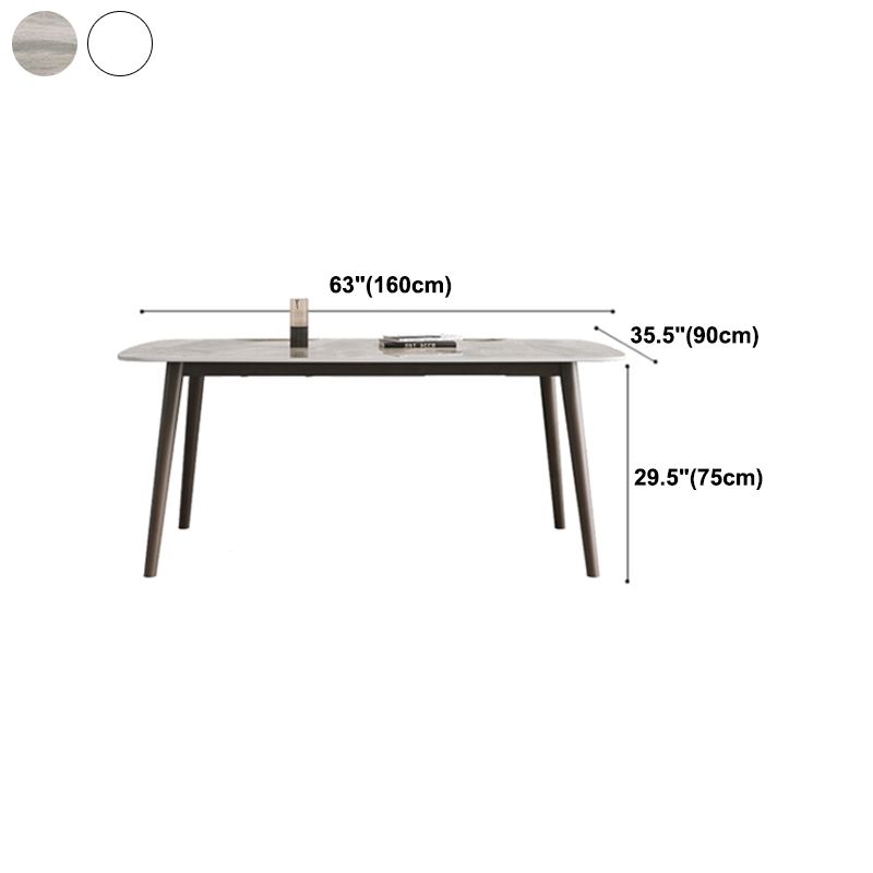 Moderne eettafel uit het midden van de eeuw, rechthoekig stenen blad, eettafel met 4 poten