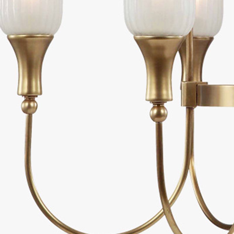 Cylinder Chandelier Light Fixture Traditional Opal Glass Pendant Lighting for Restaurant