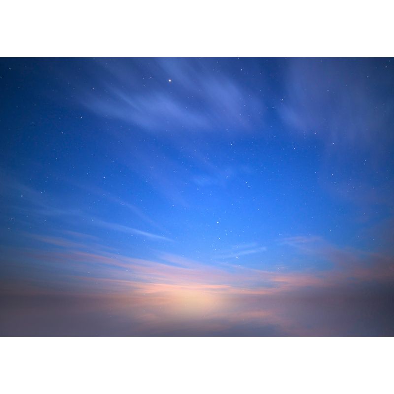Custom Photo Print Modern Mural with Hidden Moon and Starry Sky Pattern in Blue-Brown