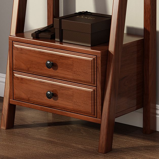 Rubber Wood Ladder Bookshelf Contemporary Open Bookcase for Home Office