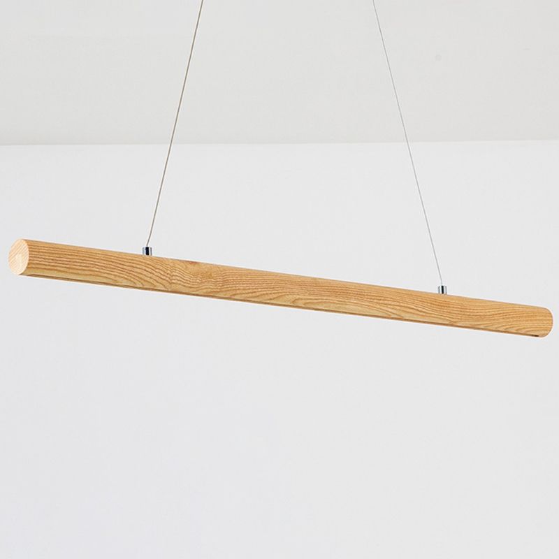 Illuminazione dell'isola a forma di polo beige semplice a led a led in legno sul tavolo da pranzo