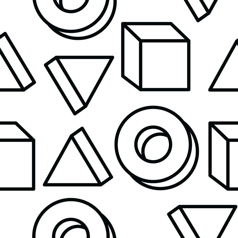 Black and White Modern Mural Decal Big Geometric Shapes Wall Art for Kids Bedroom