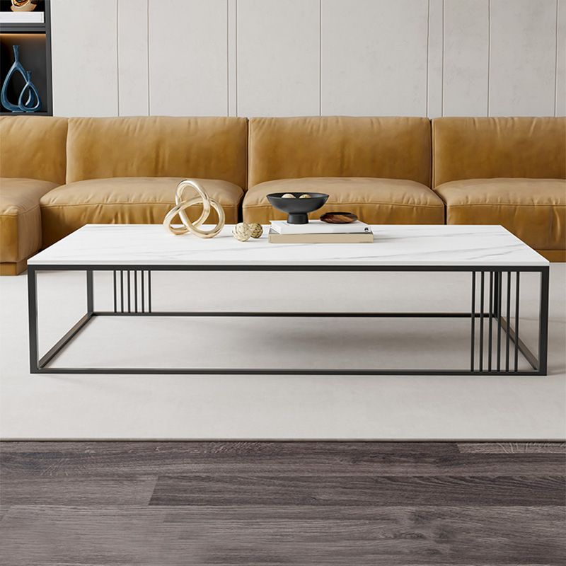 Modern Slate/steel Rectangle Coffee Table 1 Single Cocktail Table for Living Room