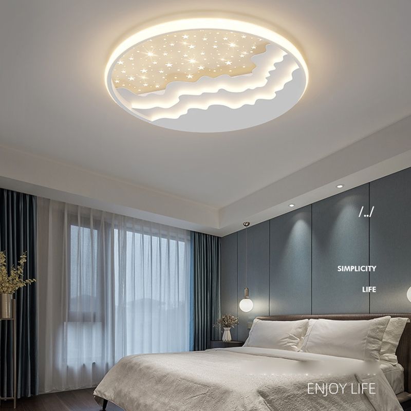 Lámpara de techo LED moderna con montaje empotrado redondo y pantalla de metal para dormitorio