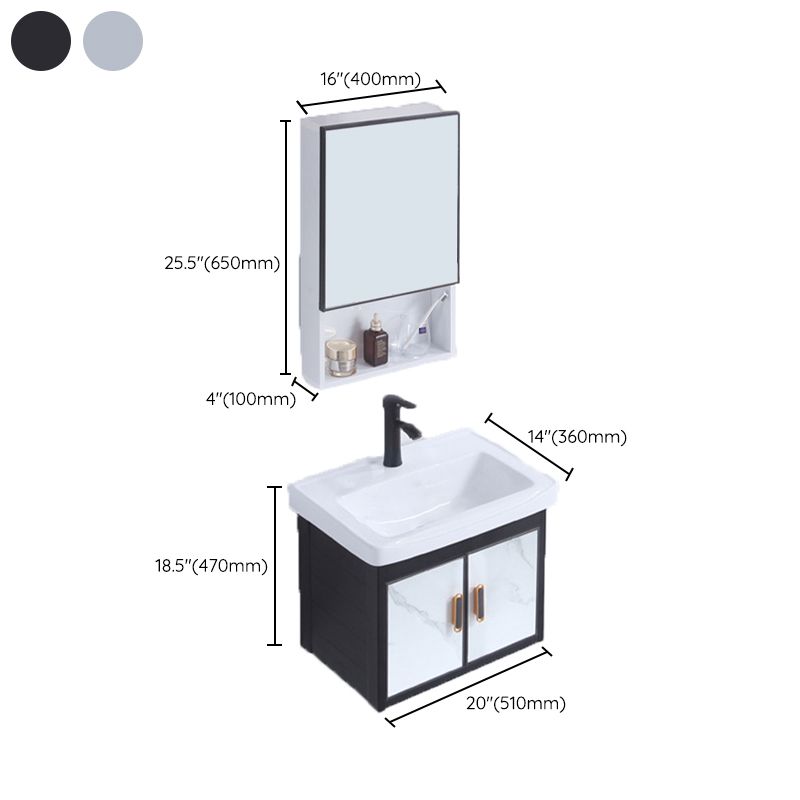 Rectangle Bathroom Vanity Glam Wall Mount Single Sink Mirror Bathroom Vanity Set