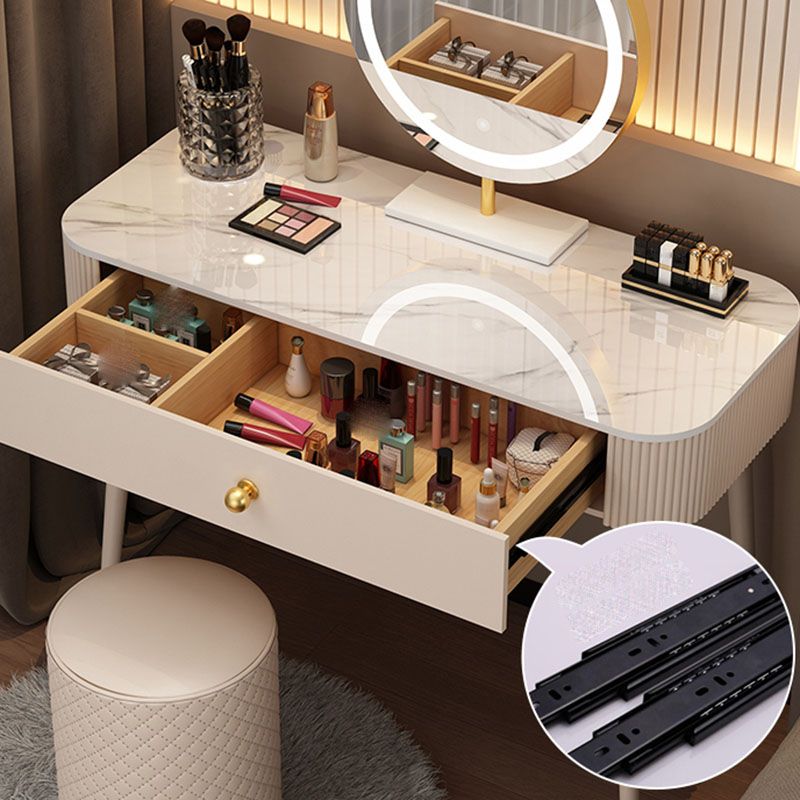 Modern Lighted Mirror Dressing Table Bedroom Makeup Table with Drawer