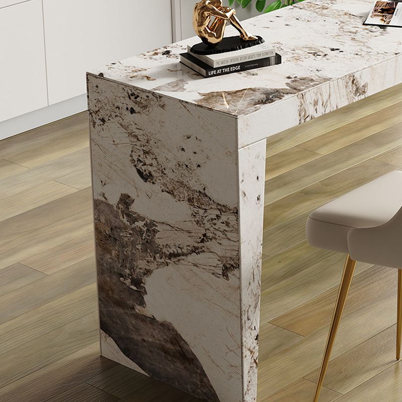 1/3 Pieces Glam Style Rectangle Sintered Stone Counter Table with High Stools