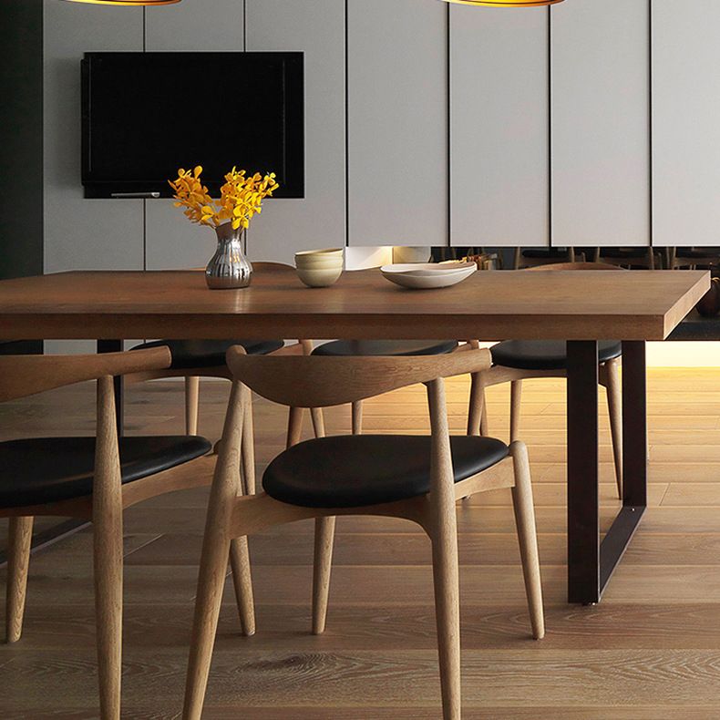 Industrial Dining Table with Brown Pine Rectangle Dining Table for Kitchen without Chair