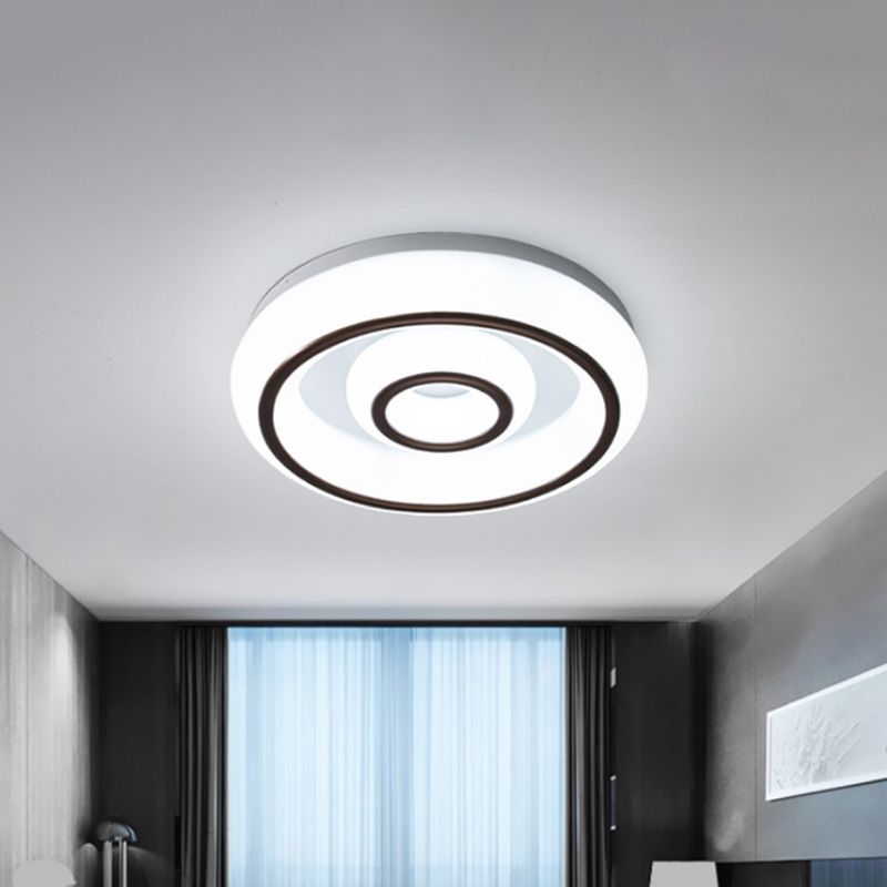 Dual Circle Acryl Bündig Montiert Licht Moderne Schwarz und Weiß LED Deckenleuchte in 3 Farbe Licht