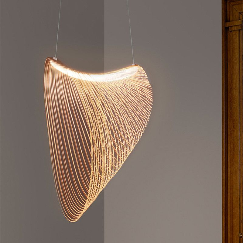 Éclairage pendentif à la maison légère suspendue en bois pour le salon